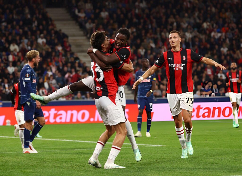 Alphadjo Cisse Celebrates with AC Milan Teammates