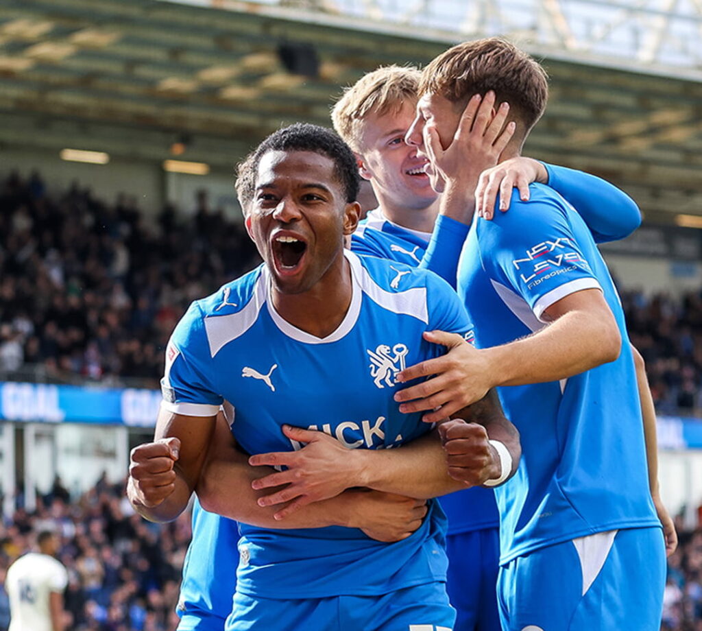 Peterborough United players celebrate