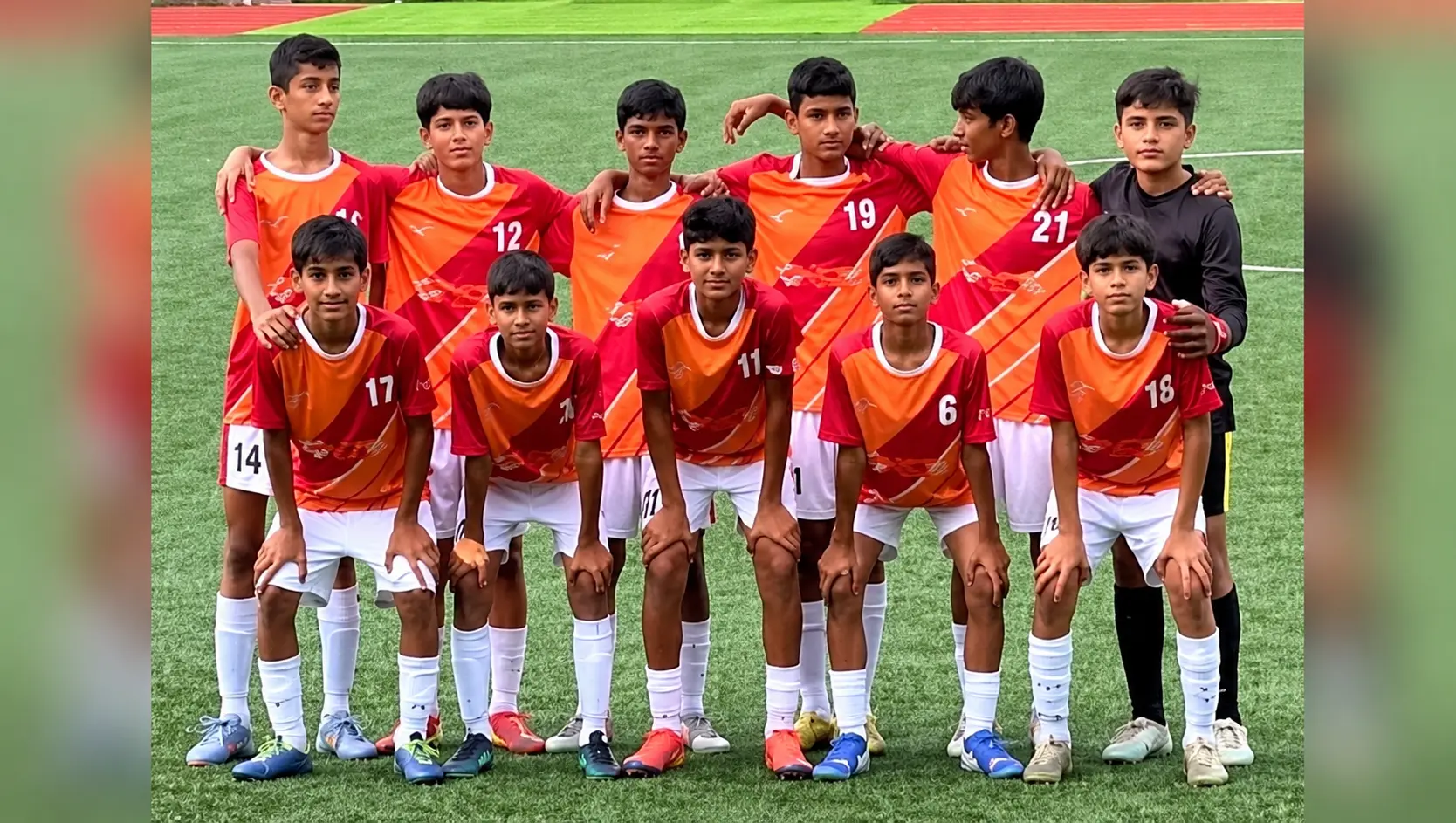 Rajasthan's Under 13 Football Team Pose for a Group Photograph