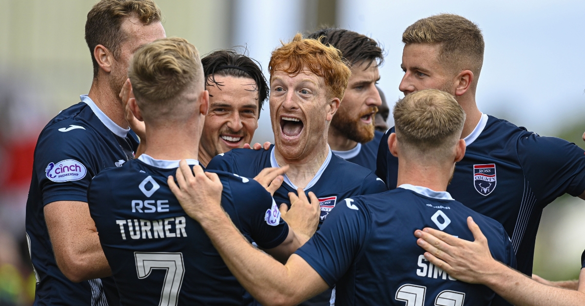 Ross County Players Celebrate During a Match